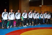 Aufstellung von links: Frank Roth, Christian Guhl, Florian Enderle, Manuel Nagel, Michael Bosch, Dennis Dirks, Sascha Sobik, Andrej Busch, Olaf Kaiser, Jörg Mimietz